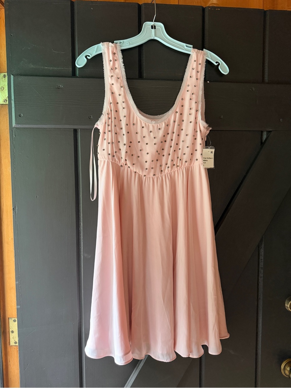 Pearl by Georgina Chapman Pale Pink Jeweled Mini Dress